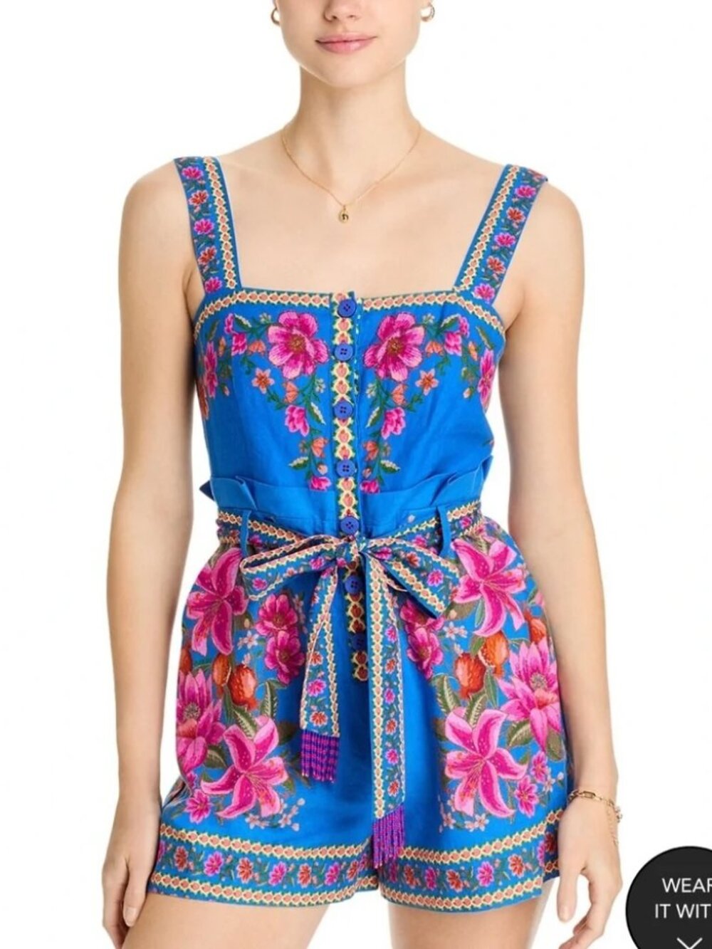 NWT-Farm Rio Summer Fruit Scarf Romper Medium